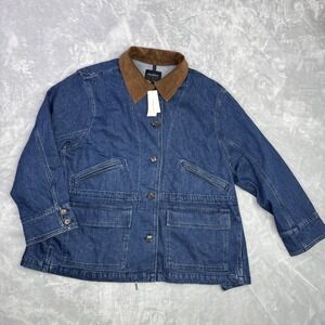 Banana Republic denim barn jacket with a corduroy collar Women's Sz XXL New